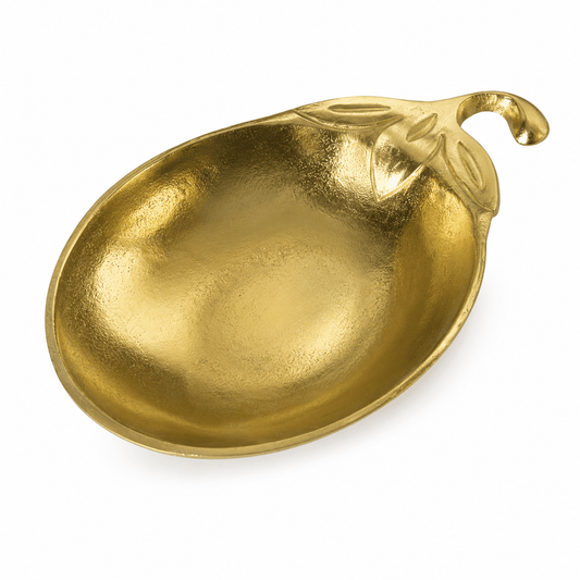 Leaf Shaped Plate for Snacks & Nuts - Gold - Gold Plated Metal