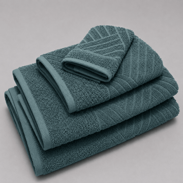 Senzo - Terra Towel Set 4 Pieces - Petrol Green - 100% Egyptian Cotton
