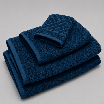 Senzo - Terra Towel Set 4 Pieces - Navy Blue - 100% Egyptian Cotton