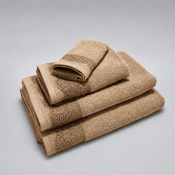 Senzo - Mosaic Towel Set 4 Pieces - Beige - 100% Egyptian Cotton