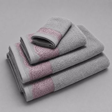 Senzo - Mosaic Towel Set 4 Pieces - Grey - 100% Egyptian Cotton