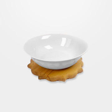 Senzo - Round Wooden Salad Bowl - Wood & Porcelain