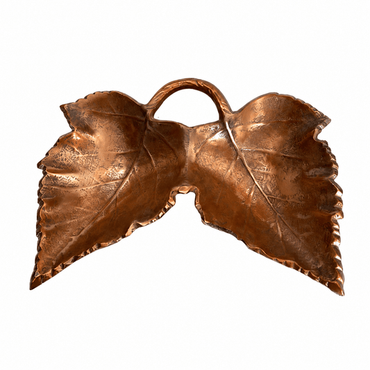 Leaf Shaped Hors D'oeuvre for Snacks & Nuts 2 Parts -Bronze - Bronze Plated Metal