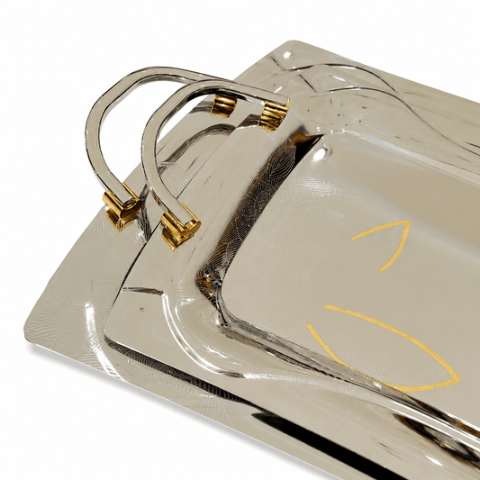 Home Secret - Tray Set Stainless Steel - Gold - 2 Pieces