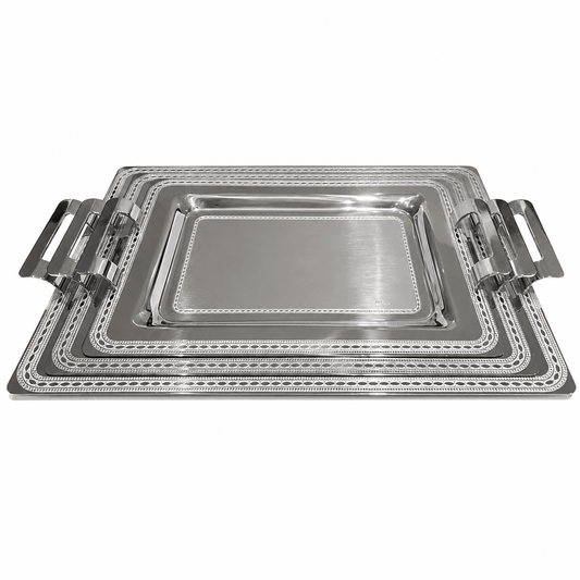 Elegant Gioiel - Piedra Tray Set 3 Pce - Silver - Stainless Steel 18/10