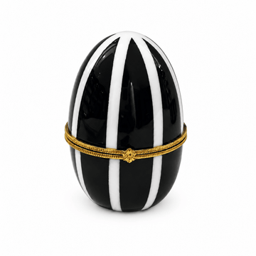 Caroline - Charleston Decorative Large Egg - 9 cm - Black & White