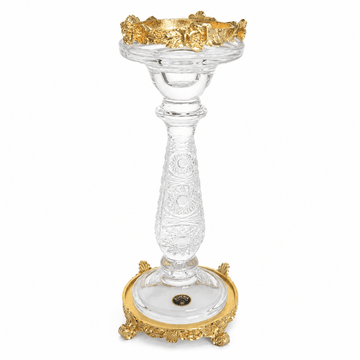 Bohemia Crystal - Candle Holder Set with Metal Base 2 Pcs - 29 cm - Gold