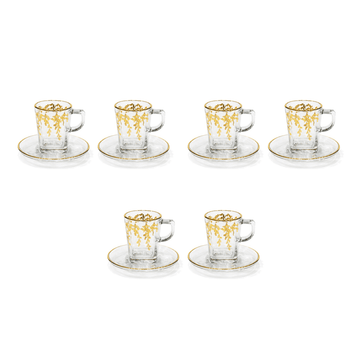 Pasabahce - Squared Glass Coffee Set 6 Pieces - Gold - 100ml