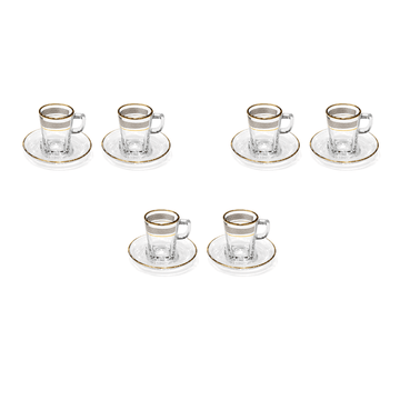 Pashbahce - Squared Glass Coffee Set 6 Pcs - Gold & Silver - 100ml