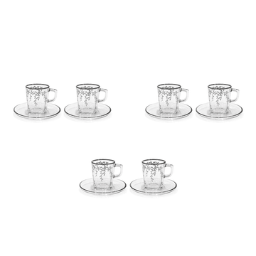 Pasabahce - Squared Glass Coffee Set 6 Pieces - Silver - 100ml