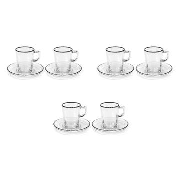 Pasabahce - Squared Glass Coffee Set 6 Pieces - Silver - 100ml