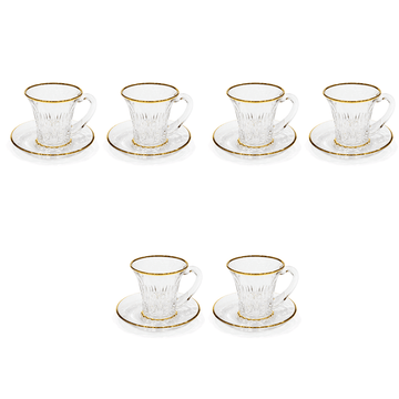 Wellington Glass Coffee Set 6 Pieces  - Gold - 120ml