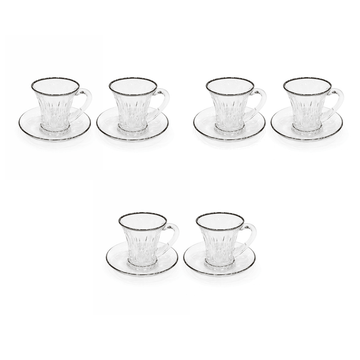 Wellington Glass Coffee Set 6 Pieces - Sliver - 120ml