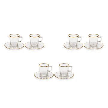 Pasabahce - Squared Glass Coffee Set 6 Pieces - Gold - 100ml