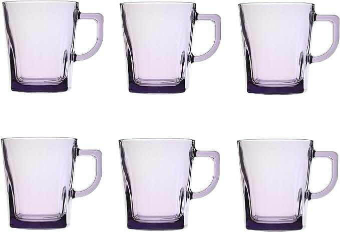 Pasabahce - Carre Glass Mug Set 6 Pieces - Purple - 270ml