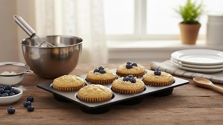 AMT - Gastroguss 2/3 Moulded Aluminium Muffin Tray - 35 x 33 cm 6 - Black