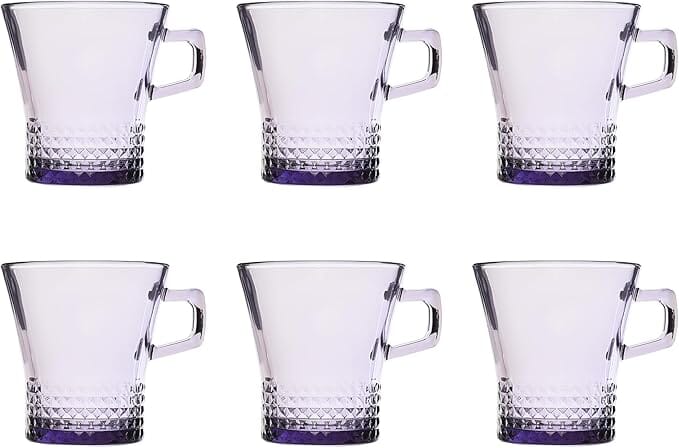 Pasabahce - Kuvars Glass Mug 6 Pieces - Purple - 250ml