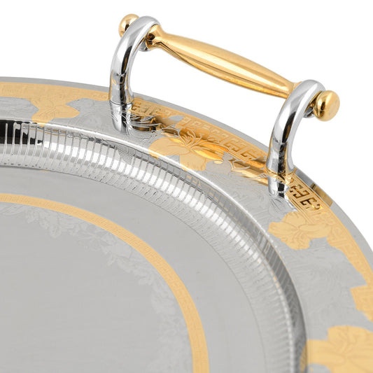 Elegant Gioiel - Oval Tray with Handles - Gold - Stainless Steel 18/10 - 52x42cm - 75000157