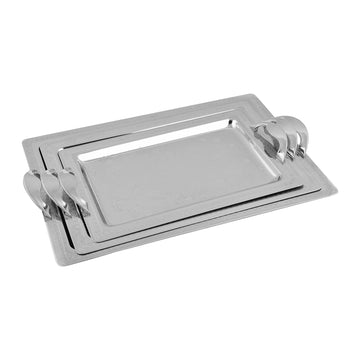 Elegant Gioiel - Rectangular Tray Set with Handles 3 Pieces - Stainless Steel 18/10 - 75000197
