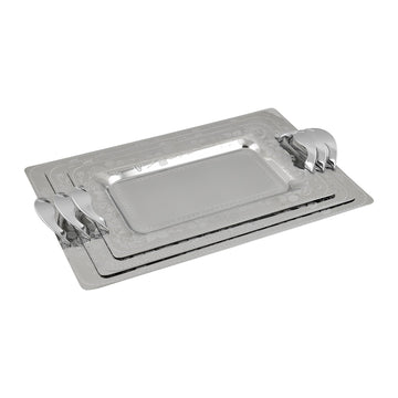 Elegant Gioiel - Rectangular Tray Set with Handles 3 Pieces - Stainless Steel 18/10 - 75000205