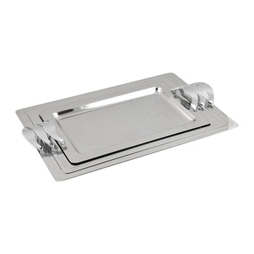 Elegant Gioiel - Rectangular Tray Set with Handles 3 Pieces - Stainless Steel 18/10 - 75000208