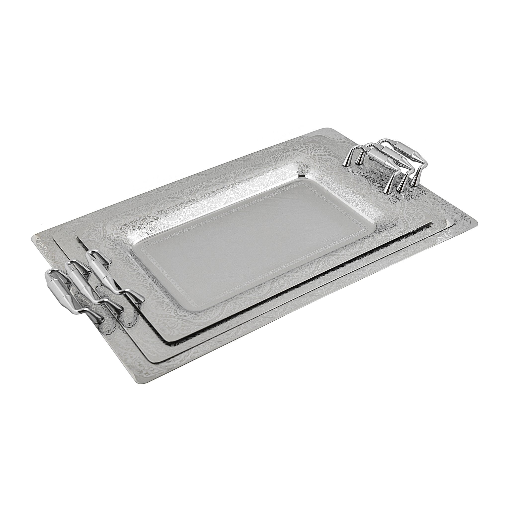 Elegant Gioiel - Rectangular Tray Set with Handles 3 Pieces - Stainless Steel 18/10 - 75000213