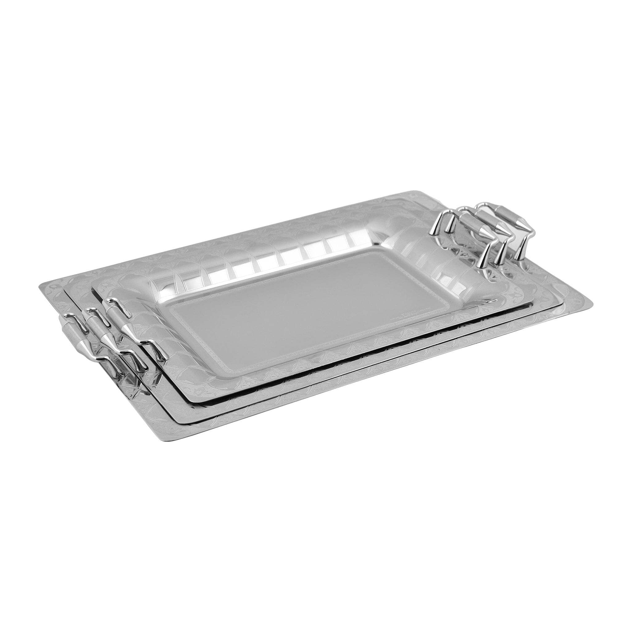 Elegant Gioiel - Rectangular Tray Set with Handles 3 Pieces - Stainless Steel 18/10 - 75000224