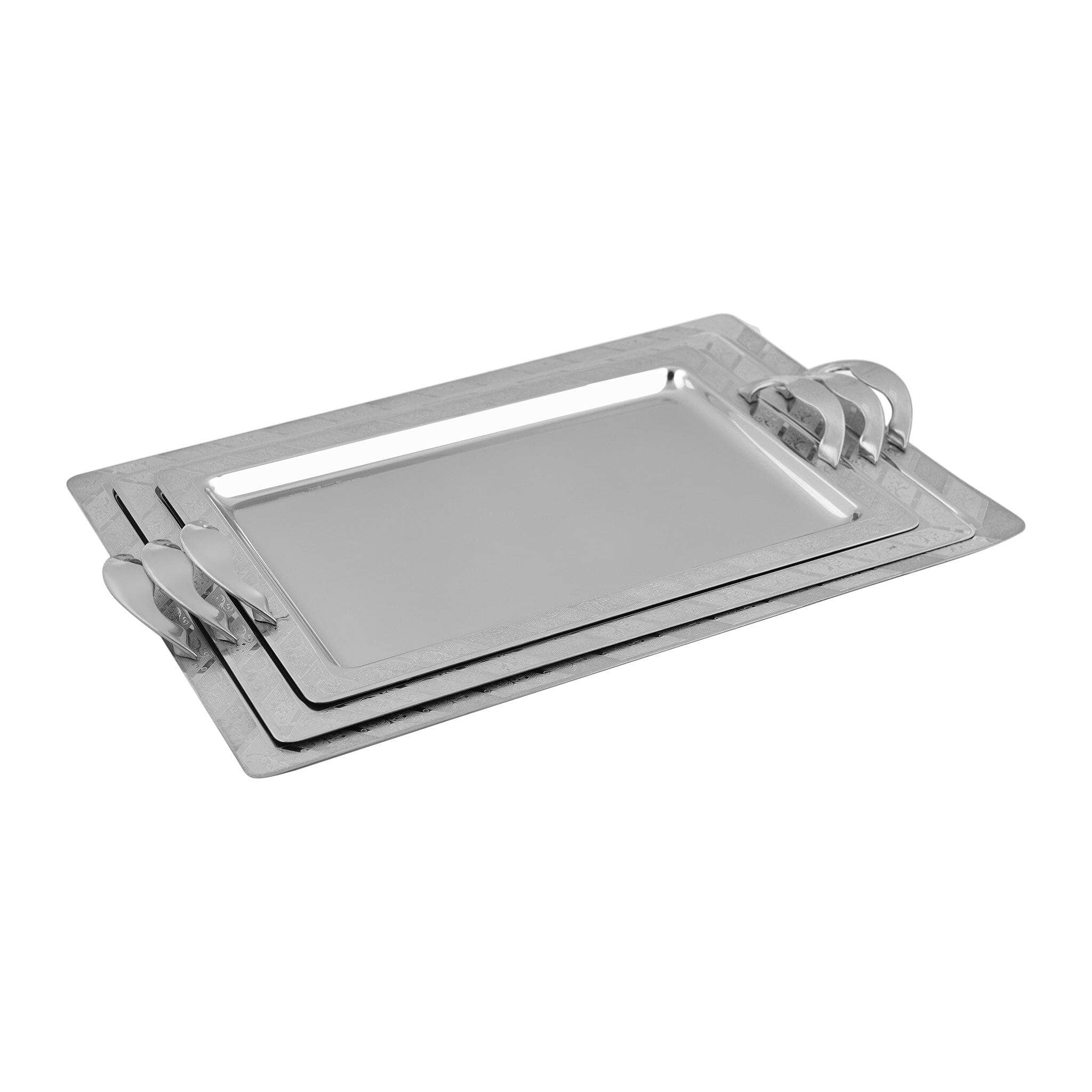 Elegant Gioiel - Rectangular Tray Set with Handles 3 Pieces - Stainless Steel 18/10 - 75000232