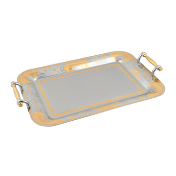 Elegant Gioiel - Rectangular Tray with Handles - Gold - Stainless Steel 18/10 - 50x35cm - 75000240