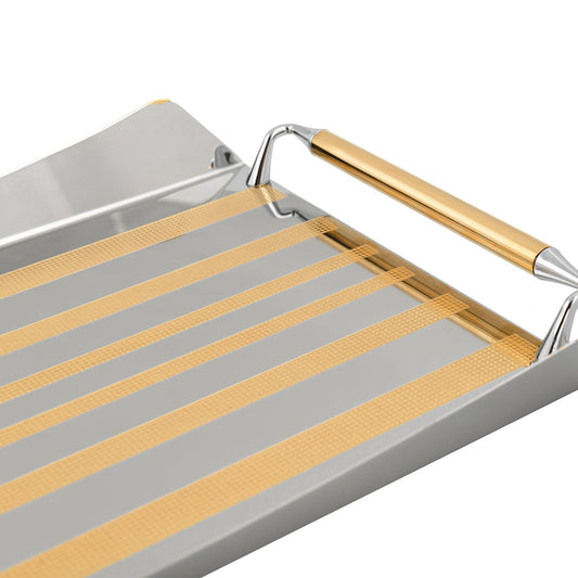 Elegant Gioiel - Rectangular Tray with Handles - Gold - Stainless Steel 18/10 - 45x30cm - 75000256