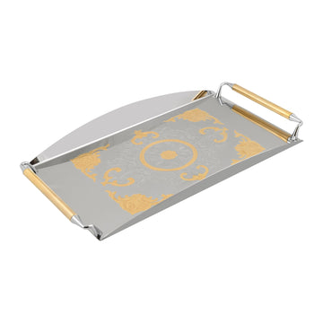 Elegant Gioiel - Rectangular Tray with Handles - Gold - Stainless Steel 18/10 - 45x30cm - 75000266