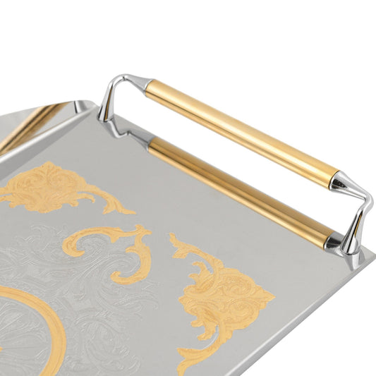 Elegant Gioiel - Rectangular Tray with Handles - Gold - Stainless Steel 18/10 - 45x30cm - 75000266