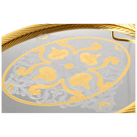 Elegant Gioiel - Oval Tray with Handles - Gold - Stainless Steel 18/10 - 37x45cm - 75000376