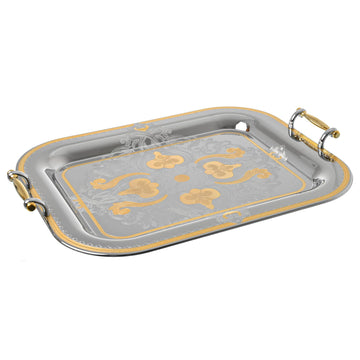 Elegant Gioiel - Rectangular Tray with Handles - Gold - Stainless Steel 18/10 - 42x55cm - 75000386
