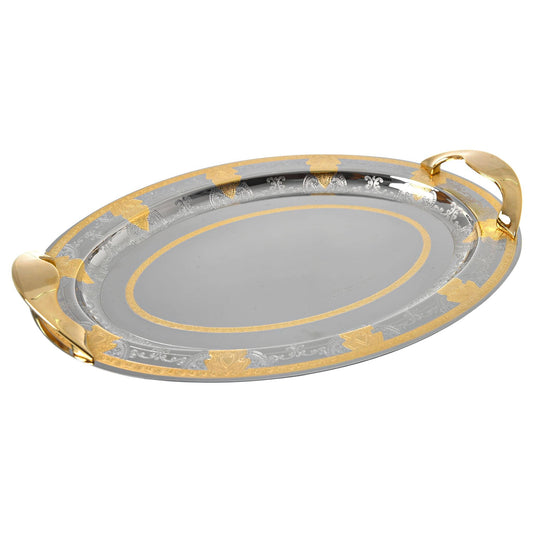 Elegant Gioiel - Oval Tray Set with Handles 3 Pieces - Gold - Stainless Steel 18/10 - 75000405