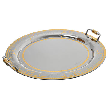 Elegant Gioiel - Oval Tray with Handles - Gold - Stainless Steel 18/10 - 49cm - 75000408