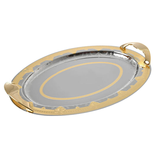 Elegant Gioiel - Oval Tray Set with Handles 3 Pieces - Gold - Stainless Steel 18/10 - 75000446