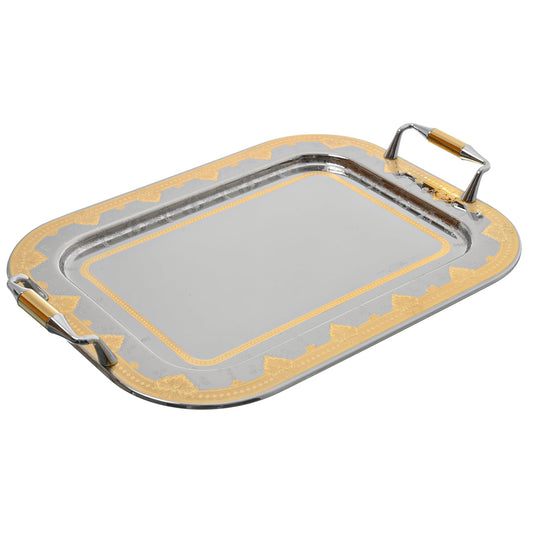 Elegant Gioiel - Rectangular Tray Set with Handles 3 Pieces - Gold - Stainless Steel 18/10 - 75000453