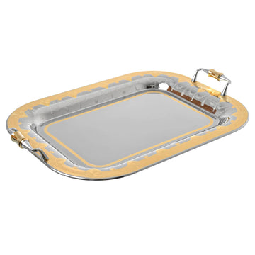 Elegant Gioiel - Rectangular Tray with Handles - Gold - Stainless Steel 18/10 - 50cm - 75000454