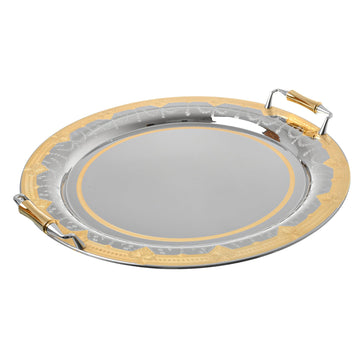 Elegant Gioiel - Oval Tray with Handles - Gold - Stainless Steel 18/10 - 49cm - 75000457