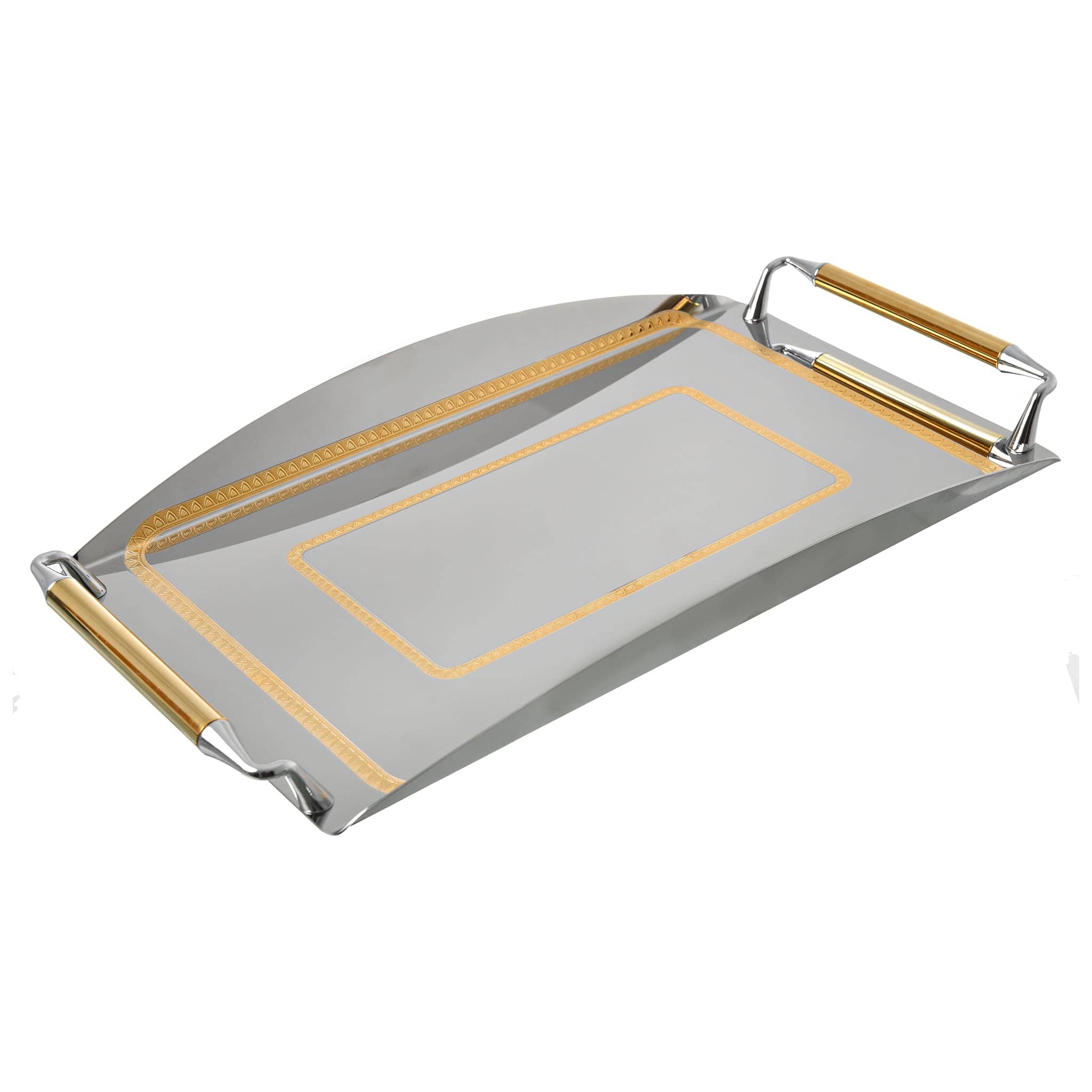 Elegant Gioiel - Rectangular Tray with Handles - Gold - Stainless Steel 18/10 - 26x40cm - 75000479