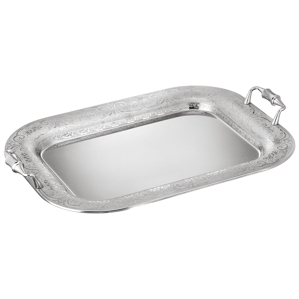 Elegant Gioiel - Rectangular Tray with Handles - Silver - 50cm - Stainless Steel 18/10 - 75000522