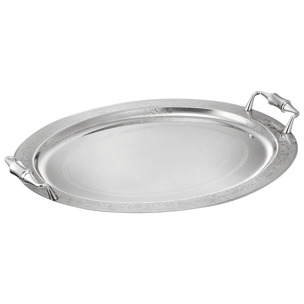 Elegant Gioiel - Oval Tray with Handles - Silver - 48cm - Stainless Steel 18/10 - 75000539
