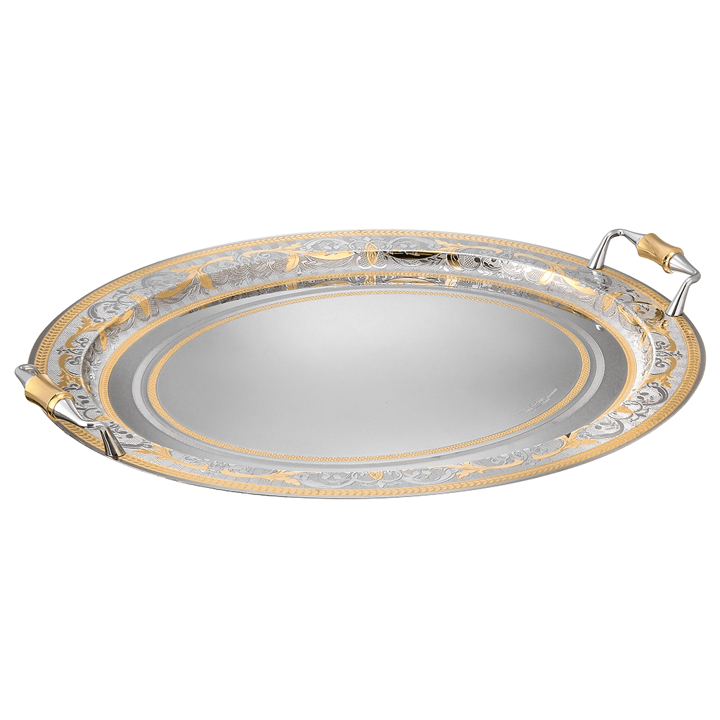 Elegant Gioiel - Oval Tray with Handles - Gold - 52cm - Stainless Steel 18/10 - 75000681