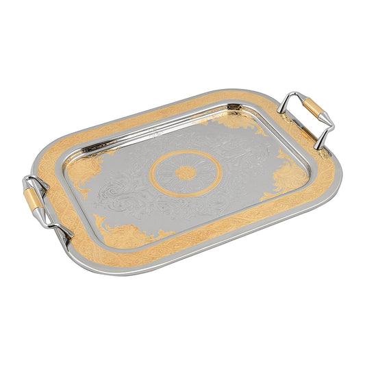 Elegant Gioiel - Rectangular Tray Set with Handles 3 Pieces - Gold - Stainless Steel 18/10 - 7500093