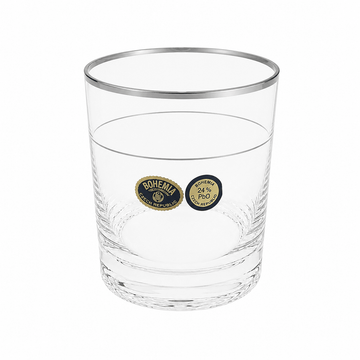 Bohemia Crystal - Tumbler Glass Set 6 Pcs - Silver Rim - 280 ml