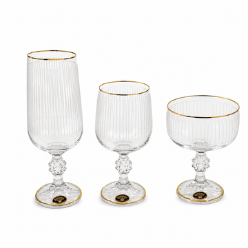 Bohemia Crystal - Carolina Lines Glass Set 18 Pcs - Gold
