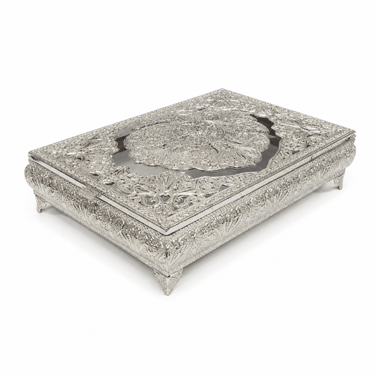 Quran Gift Box - 21x28 cm - Silver Plated Metal