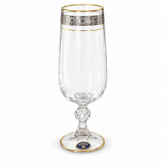 Bohemia Crystal - Carolina Glass Set 18 Pcs - Silver & Gold