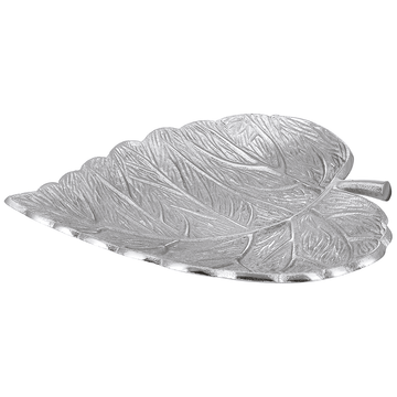 Leaf Shaped Plate For Snacks & Nuts - Silver - Silver Plated Metal - 80005565